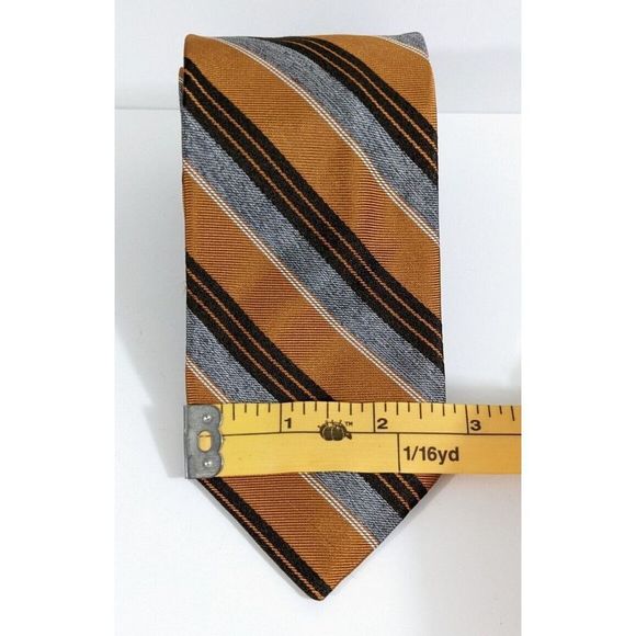 Preppy Diagonal Stripes Bronze And grey Silk Neck Tie - Joseph Jos.a. Bank - Picture 3 of 5
